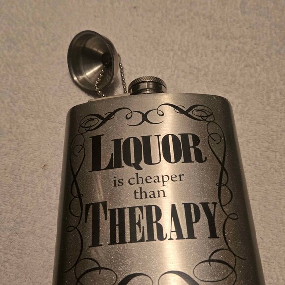 2 Novelty Gag Gift Flasks - "Liquor is Cheaper" & "Drinking Problem" - Picture 3 of 4